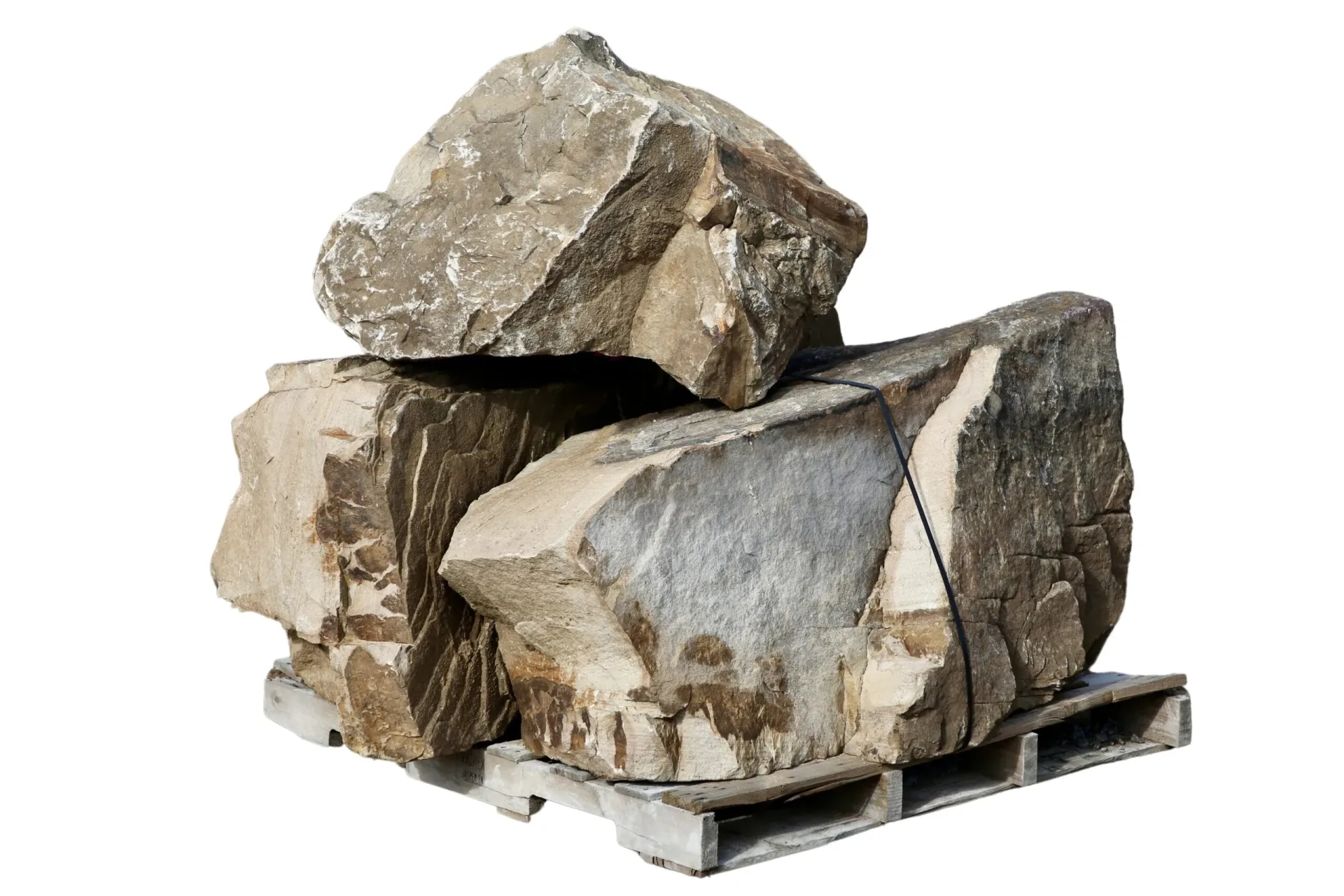 Stackable fieldstone boulders for natural retaining walls in Atlanta