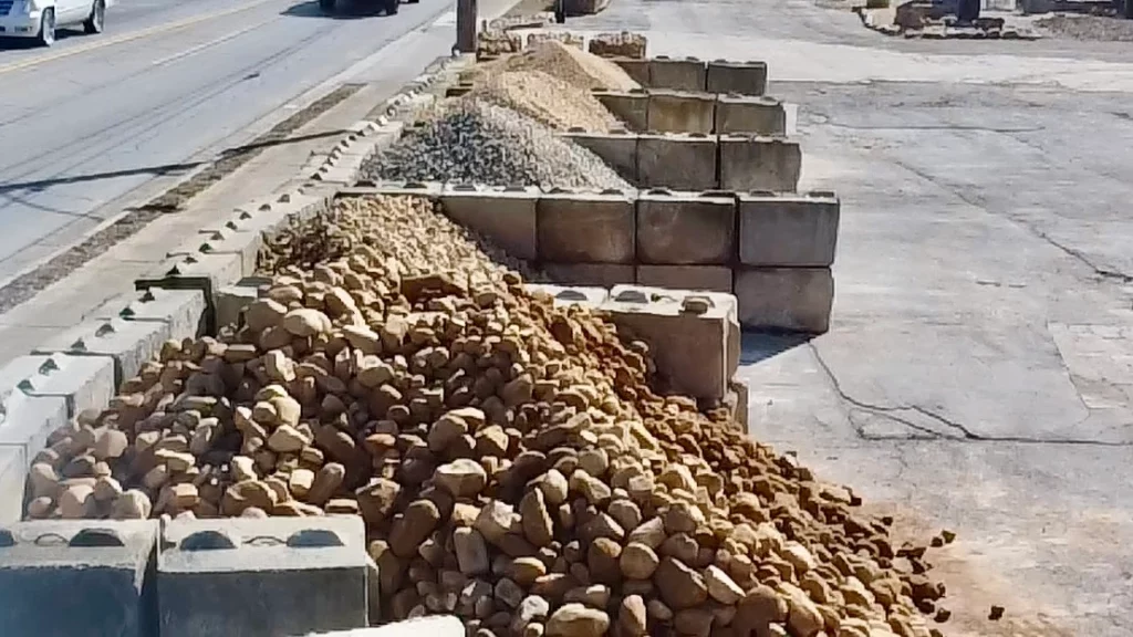 gravel piles