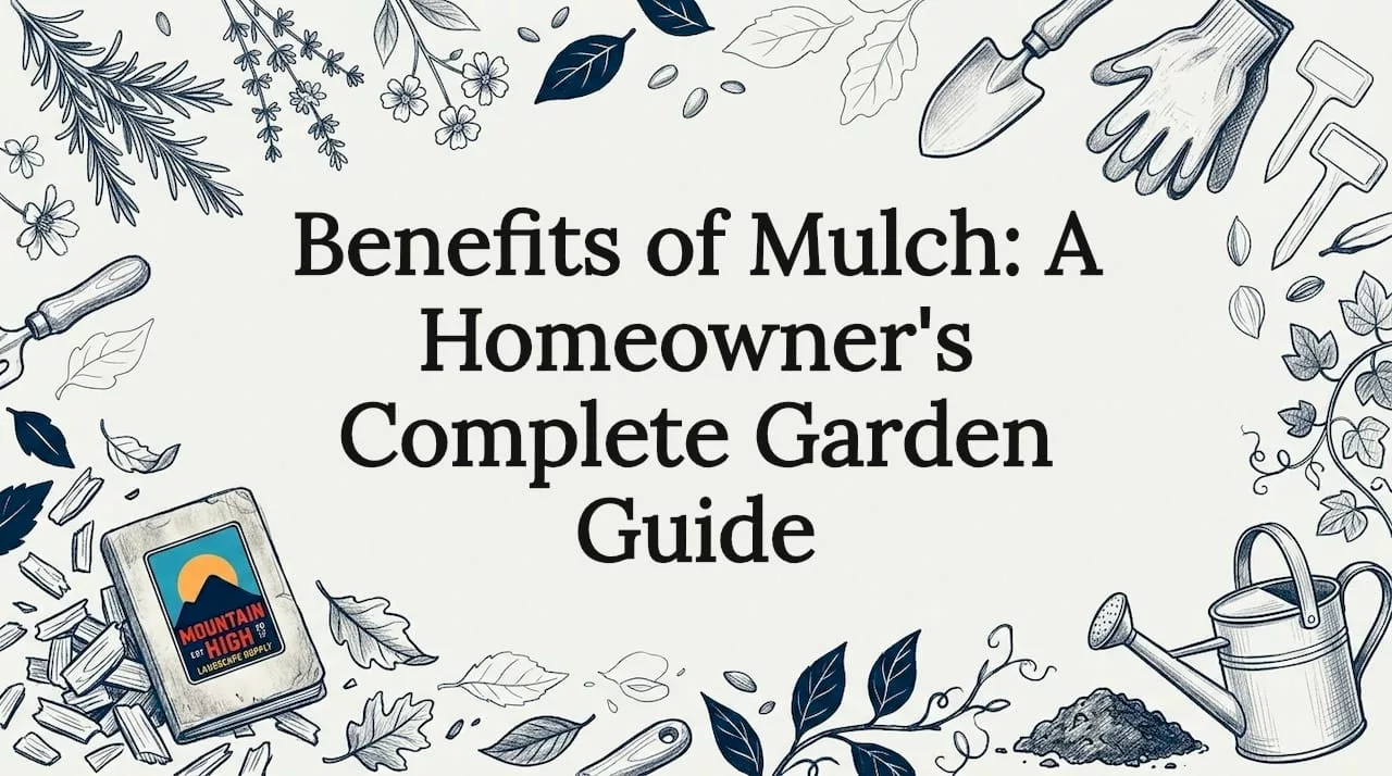 Decorative garden mulch title card illustration